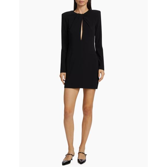 Anine Bing Black classic long sleeve Amaya Keyhole Minidress size Large - Picture 1 of 11